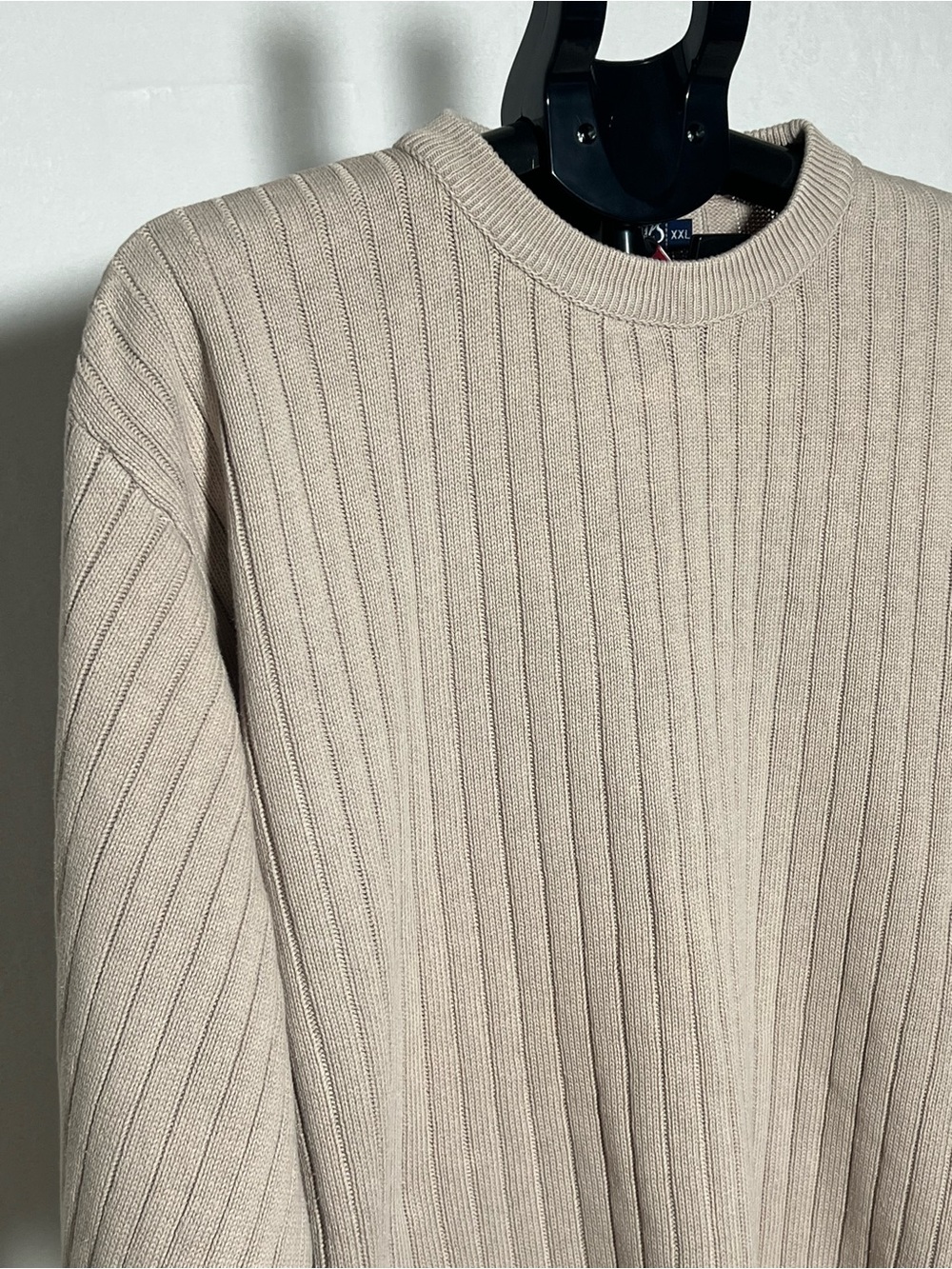 CHAPS Ralph Lauren Classic Ribbed Crewneck Tan Beige Sweater - size XXL 2XL - Picture 5 of 11